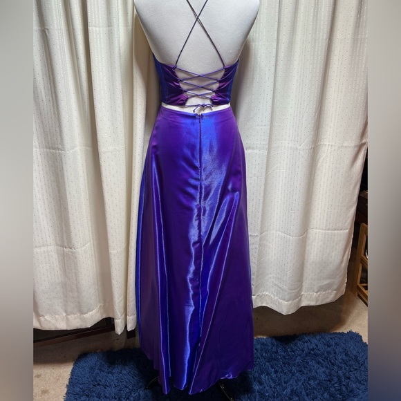 Purple and Blue Color Shift Two- Piece Le Gala Prom Dress - Picture 3 of 6